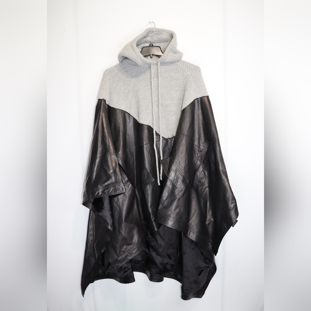 Alexander Wang Gray and Black Hooded Cape